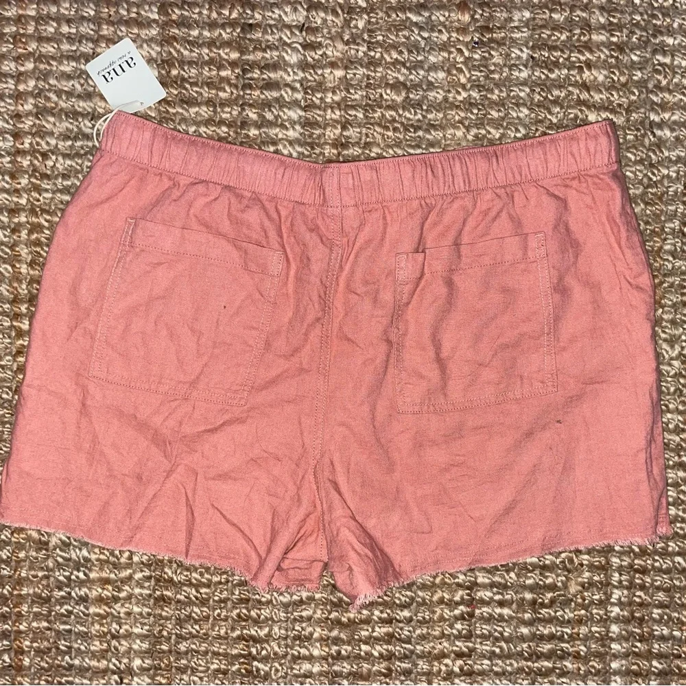 a.n.a Women's NWT Coral Linen Elastic Waistband Shorts XL - Picture 3 of 3
